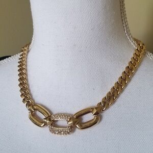 AUTHENTIC Swarovski 24k Gold Plated Chunky Chain Vintage Link Necklace